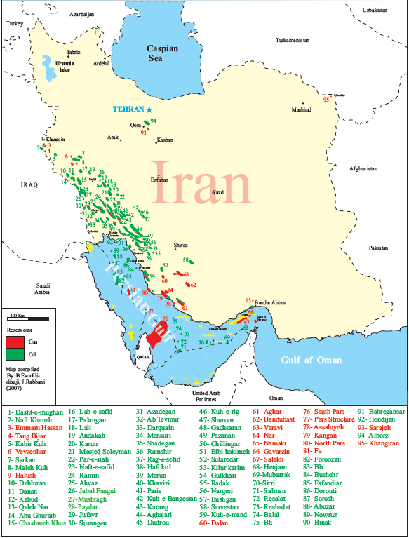 نقشه میدان های نفتی ایران