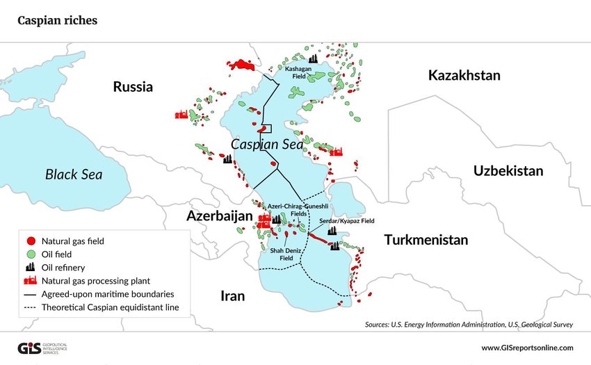 نقشه ذخایر نفتی گازی دریای خزر